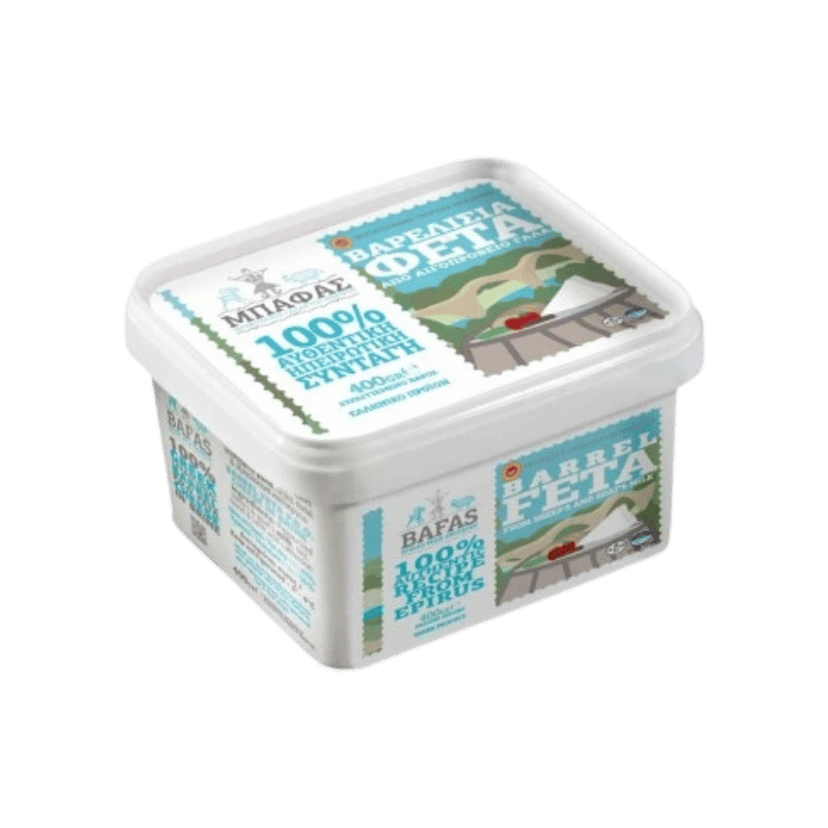 Feta Holzfass gereift (400g) Bafas von Bafas bei Araxxon  - Hochwertiges griechisches Produkt.   Feta Holzfass gereift (400g) Bafas από Bafas στο Araxxon  - Αυθεντικό ελληνικό προϊόν.